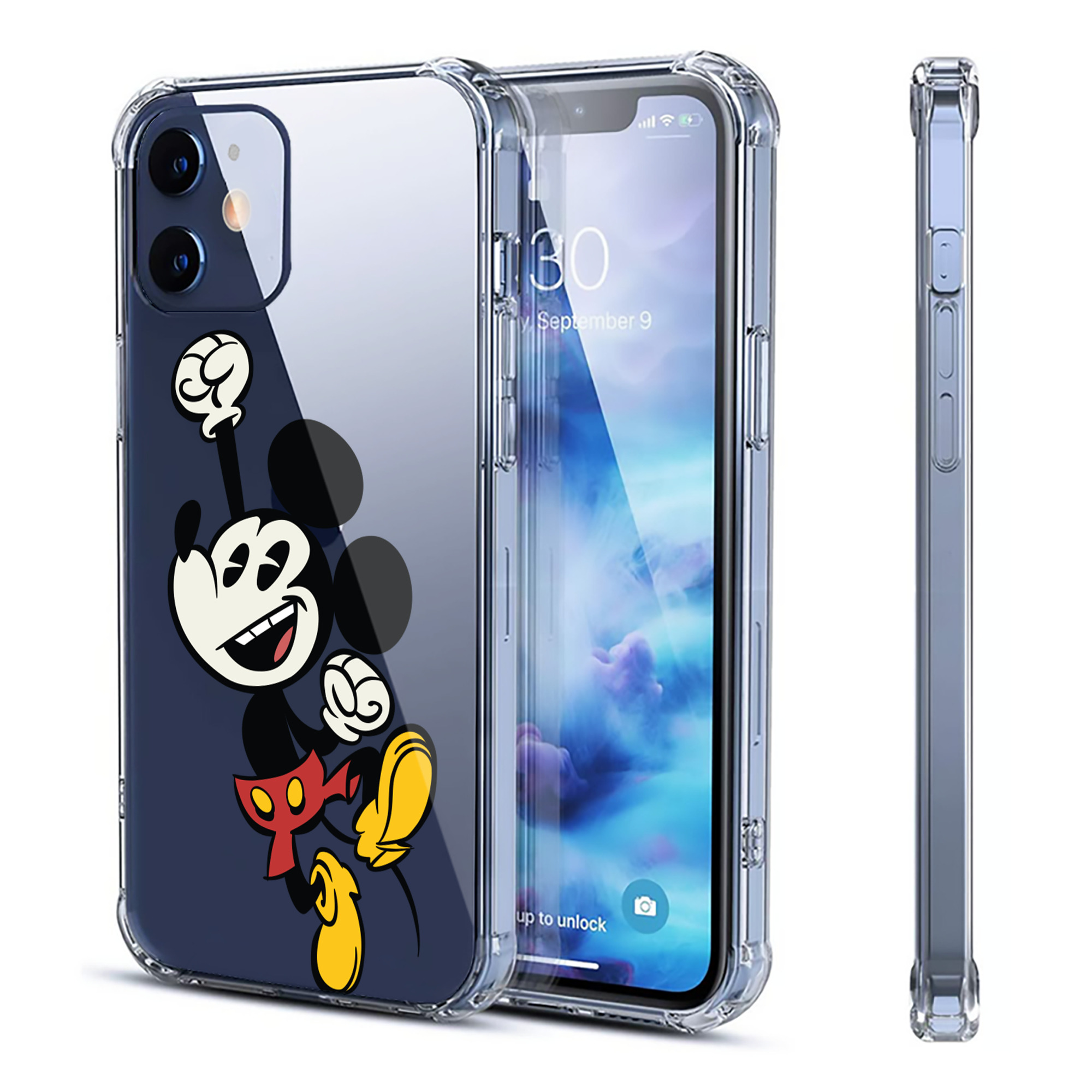 （画像用） ミッキーマウス Mickey Mouse 【iPhone 12シリーズ対応】透明スマホケース（クリアソフトケース）
